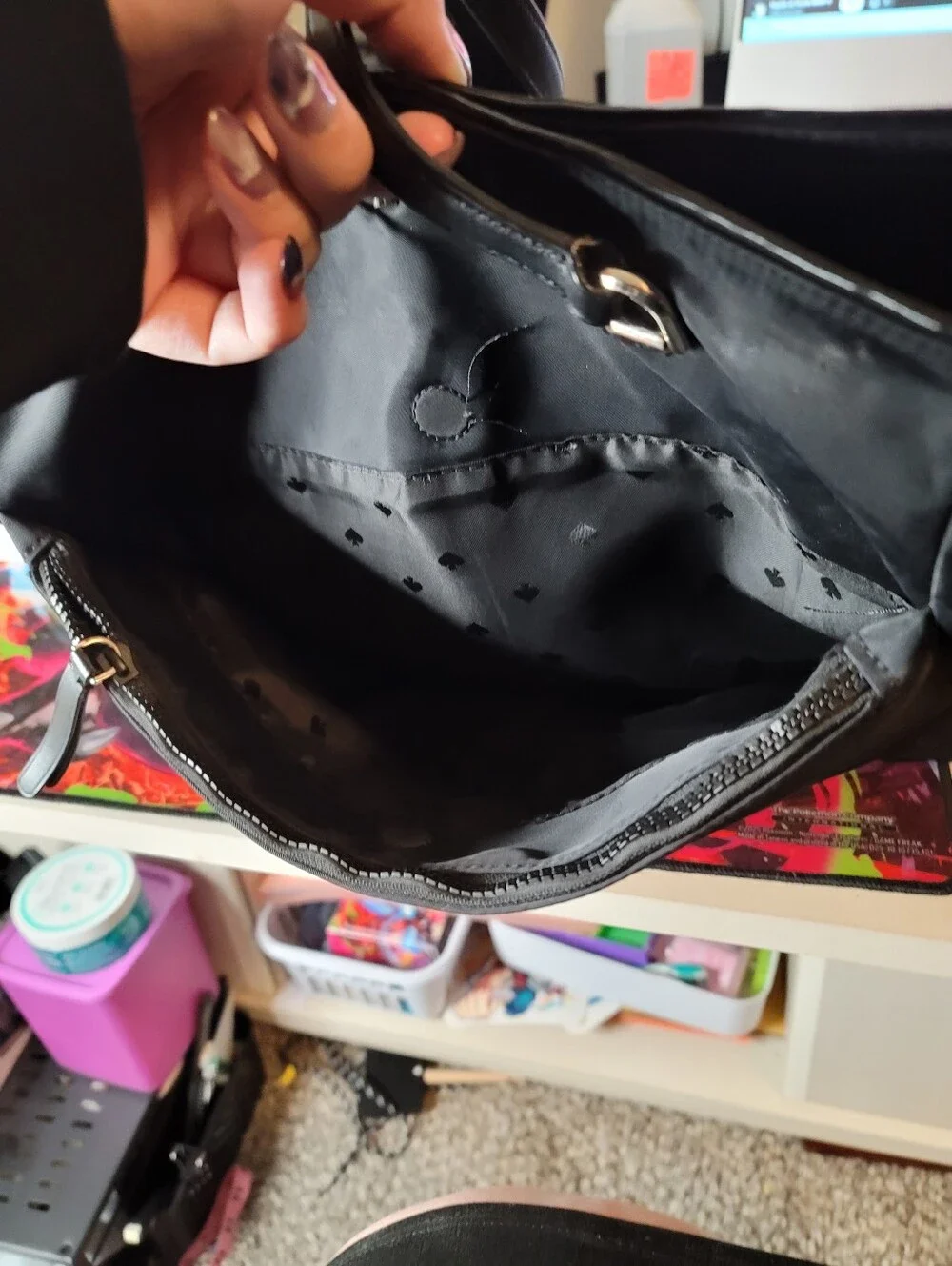 KATE SPADE Black Nylon/Leather Large Tote Bag Purse